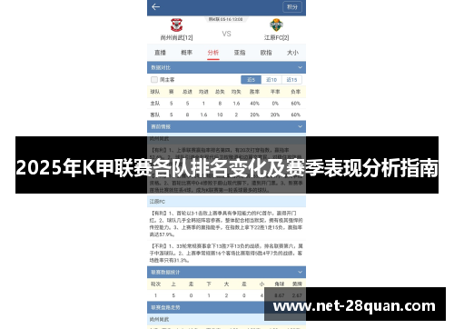 2025年K甲联赛各队排名变化及赛季表现分析指南